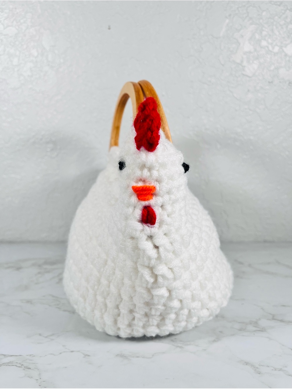 Crochet Chicken Bag With Wood Handles
